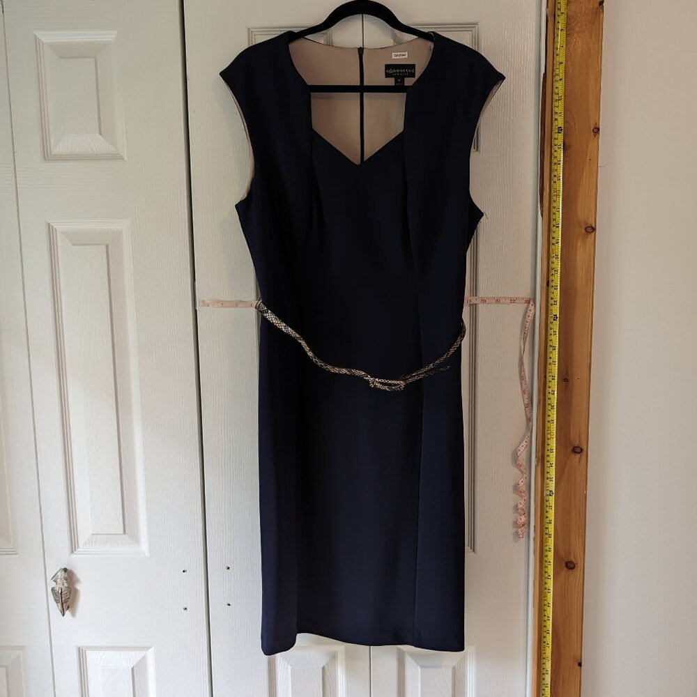 Midnight blue flattering=, fitted dress 14